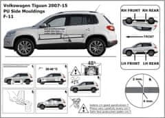 Rider Ochranné lišty bočných dverí, VW Tiguan, 2007-2016