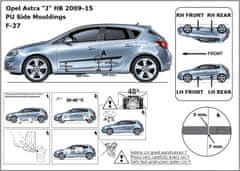 Rider Ochranné lišty bočných dverí, Opel Astra J, 2009-2015, Hatchback