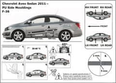 Rider Ochranné lišty bočných dverí, Chevrolet Aveo, 2011- , Hatchback, Sedan