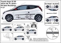 Rider Ochranné lišty bočných dverí, Toyota Aygo II, 2014-2021