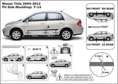 Rider Ochranné lišty bočných dverí, Nissan Tiida, 2004-2012