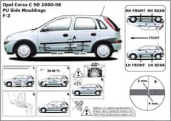 Rider Ochranné lišty bočných dverí, Opel Corsa C, 2000-2006, 5 dvér.