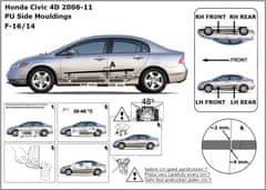 Rider Ochranné lišty bočných dverí, Honda Civic VIII, 2006-2012, Sedan, 4 dvér.