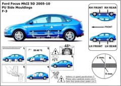 Rider Ochranné lišty bočných dverí, Ford Focus II, 2004-2011