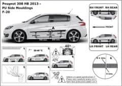 Rider Ochranné lišty bočných dverí, Peugeot 308 II, 2013-2019