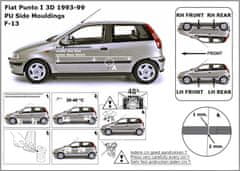 Rider Ochranné lišty bočných dverí, Fiat Punto I, 1993-1999, 3 dvér.