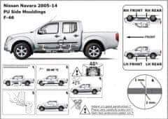 Rider Ochranné lišty bočných dverí, Nissan Navara III, 2005-2014