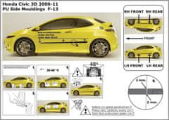 Rider Ochranné lišty bočných dverí, Honda Civic VIII, 2006-2012, 3 dvér.