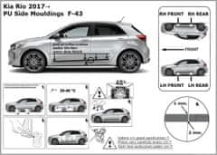 Rider Ochranné lišty bočných dverí, Kia Rio IV, 2017- , Hatchback