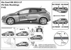 Rider Ochranné lišty bočných dverí, Kia Ceed II, 2012-2018, Hatchback