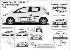 Rider Ochranné lišty bočných dverí, Toyota Yaris III, 2017-2020, 5 dvér.