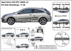 Rider Ochranné lišty bočných dverí, Opel Astra H GTC, 2004-2014, 3 dvér.