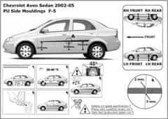 Rider Ochranné lišty bočných dverí, Chevrolet Aveo, 2002-2005, Sedan