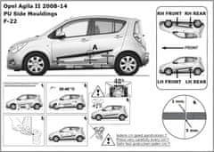 Rider Ochranné lišty bočných dverí, Opel Agila II, 2008-2014