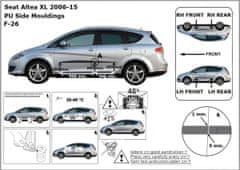 Rider Ochranné lišty bočných dverí, Seat Altea XL, 2006-2015