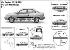 Rider Ochranné lišty bočných dverí, Kia Sephia, 1998-2001, Sedan