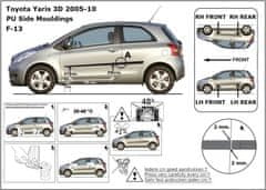 Rider Ochranné lišty bočných dverí, Toyota Yaris II, 2005-2011, 3 dvér.