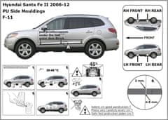 Rider Ochranné lišty bočných dverí, Hyundai Santa Fe II, 2006-2011