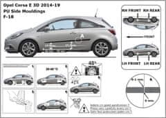 Rider Ochranné lišty bočných dverí, Opel Corsa E, 2015-2019, 3 dvér.