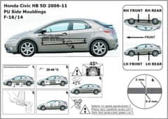 Rider Ochranné lišty bočných dverí, Honda Civic VIII, 2006-2012, 5 dvér.