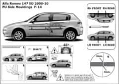 Rider Ochranné lišty bočných dverí, Alfa Romeo 147, 2000-2010, 5 dvér.