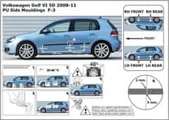 Rider Ochranné lišty bočných dverí, VW Golf VI, 2008-2012