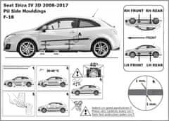 Rider Ochranné lišty bočných dverí, Seat Ibiza IV, 2008-2017, 3 dvér.