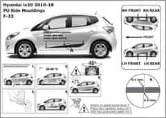 Rider Ochranné lišty bočných dverí, Hyundai ix20, 2010-2019