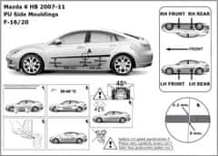Rider Ochranné lišty bočných dverí, Mazda 6 II, 2007-2012, Sedan, Hatchback