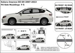 Rider Ochranné lišty bočných dverí, Subaru Impreza III, 2007-2011