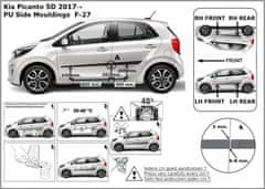 Rider Ochranné lišty bočných dverí, Kia Picanto III, 2017- ,