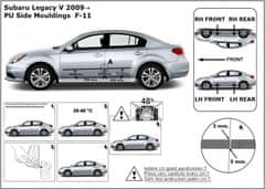 Rider Ochranné lišty bočných dverí, Subaru Legacy V, 2009-2014