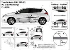 Rider Ochranné lišty bočných dverí, Toyota Auris II, 2012-2015, Hatchback