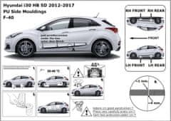 Rider Ochranné lišty bočných dverí, Hyundai i30 II, 2012-2017, Combi, Hatchback