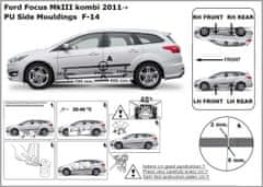 Rider Ochranné lišty bočných dverí, Ford Focus III, 2011-2018, Combi, Hatchback