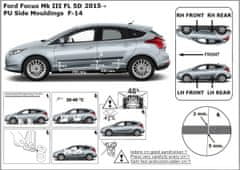 Rider Ochranné lišty bočných dverí, Ford Focus III, 2011-2018, Combi, Hatchback