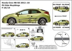 Rider Ochranné lišty bočných dverí, Honda Civic IX, 2012-2017, 5 dvér.