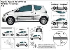 Rider Ochranné lišty bočných dverí, Toyota Aygo, 2005-2014, 3 dvér.