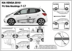 Rider Ochranné lišty bočných dverí, Kia Venga, 2009-2019