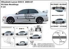 Rider Ochranné lišty bočných dverí, Mitsubishi Lancer Evolution VII, 2006-2008