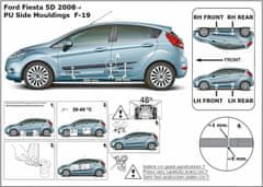 Rider Ochranné lišty bočných dverí, Ford Fiesta VI, 2008-2017, 5-dvér.