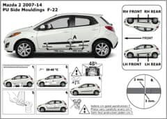 Rider Ochranné lišty bočných dverí, Mazda 2 III, 2011-2014