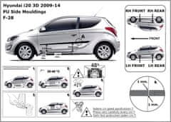 Rider Ochranné lišty bočných dverí, Hyundai i20, 2009-2014, 3 dvér.