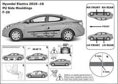 Rider Ochranné lišty bočných dverí, Hyundai Elantra V, 2010-2016