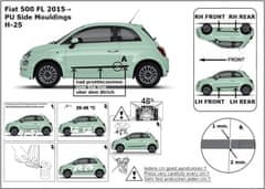 Rider Ochranné lišty bočných dverí, Fiat 500, 2015-, HTB, Facelift