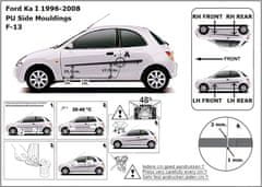 Rider Ochranné lišty bočných dverí, Ford Ka, 1996-2008, 3 dvér.