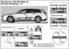 Rider Ochranné lišty bočných dverí, Alfa Romeo 159, 2005->2011, combi, wagon