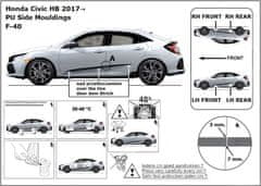 Rider Ochranné lišty bočných dverí, Honda Civic X, 2017-2021, 5 dvér., Hatchback