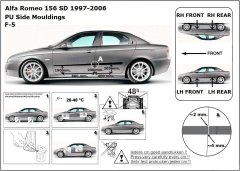 Rider Ochranné lišty bočných dverí, Alfa Romeo 156, 1997-2005, Combi, Sedan