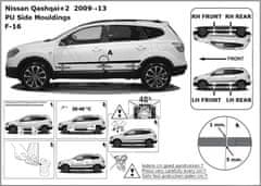 Rider Ochranné lišty bočných dverí, Nissan Qashqai +2, 2008-2013